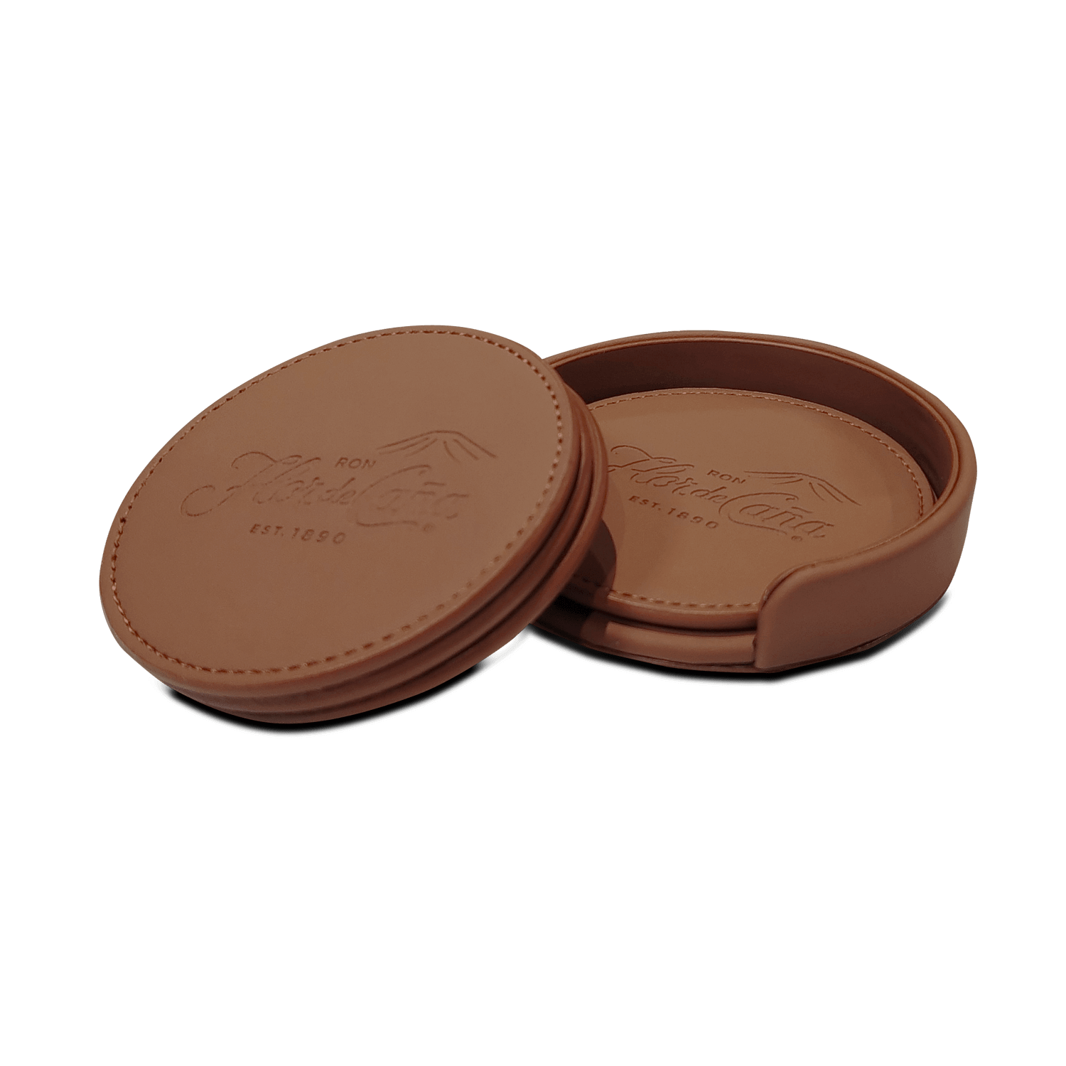 posavasos cuero redodndo café