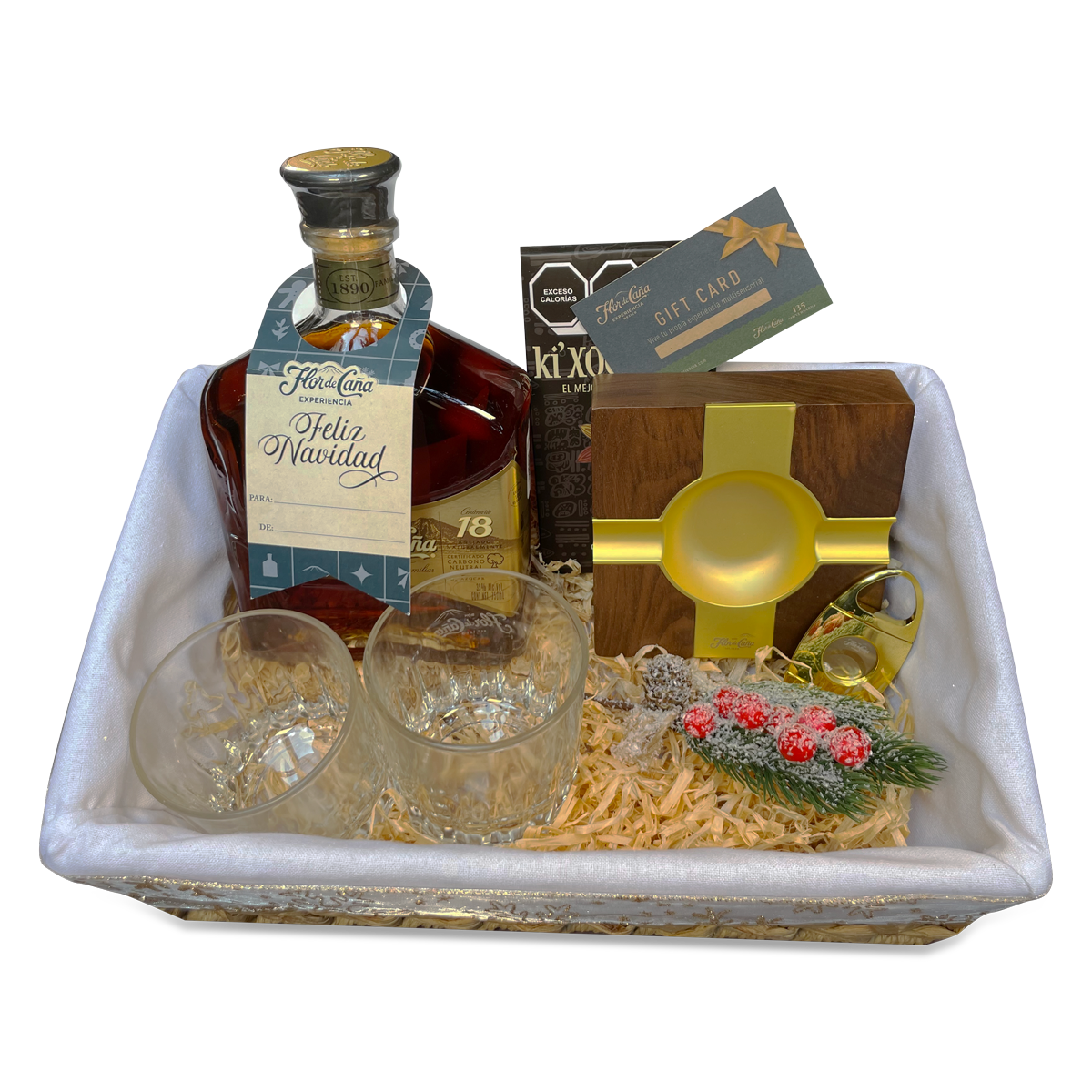 Canasta navideña flor de caña cigars