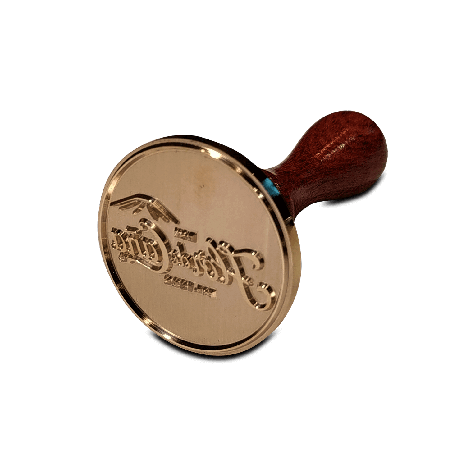 Elegante sello para hielos Flor de Caña, ideal para coctelería fina y mixología, con mango de madera.